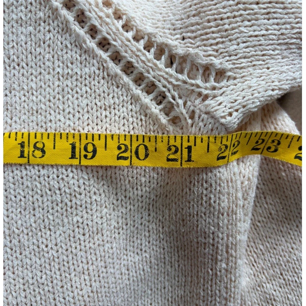 J.Crew Cream Roll Neck Pointelle Raglan Cotton Blend Knit Sweater Large